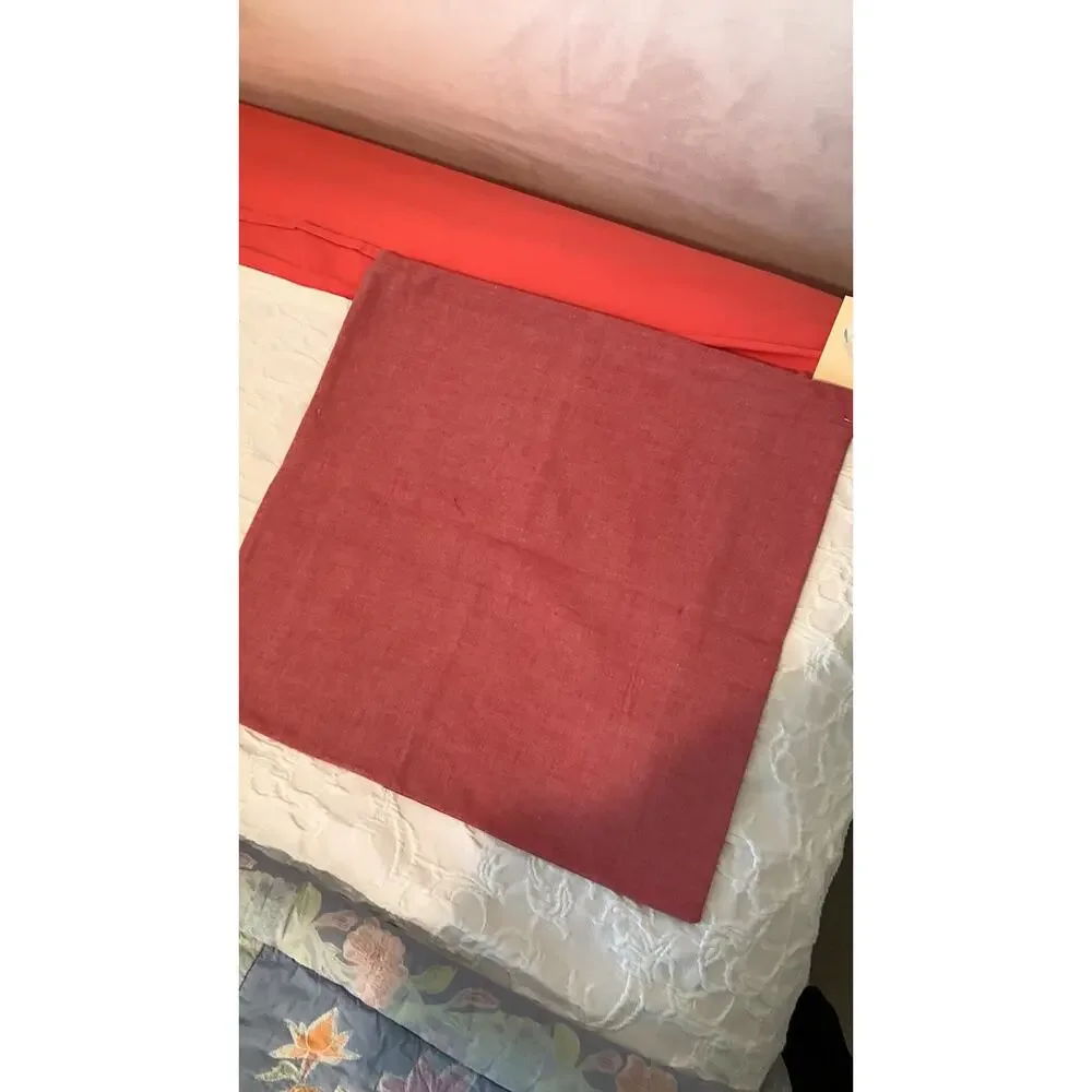 Handmade Vintage Cowboy Flannel Pillow Sham, Red Chambray Back (16